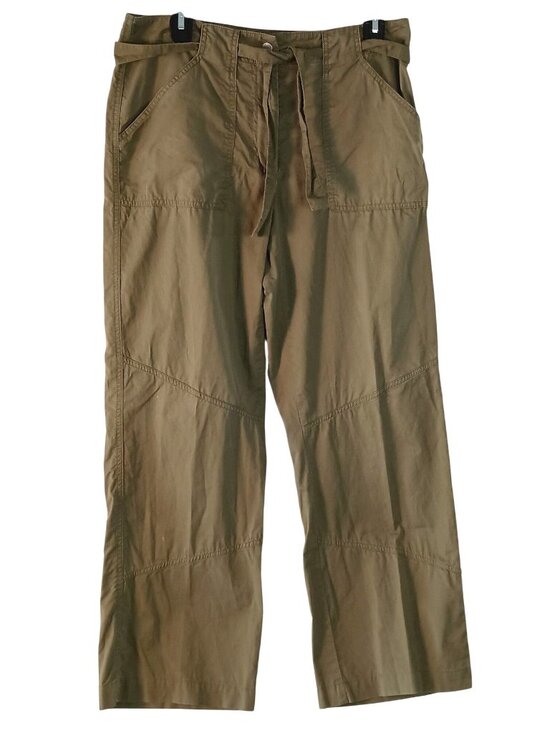 Chico's Pants - Chico's Green High Rise Straight Leg Pants Belted Women's Size M 10